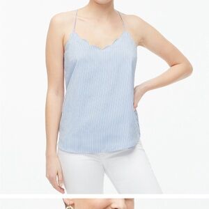 J Crew Scalloped Striped Blue and White Women's Top Cami size 6